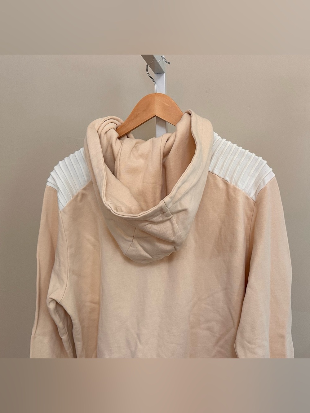 Copala by Ben Rose Tokyo Hoodie Size Small Cream Supima Cotton Moto Zip - Picture 6 of 10